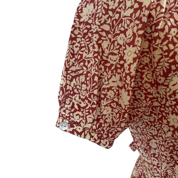 Faherty Red White Floral Button Front Midi Dress Womens Sz M - New - Picture 3 of 11